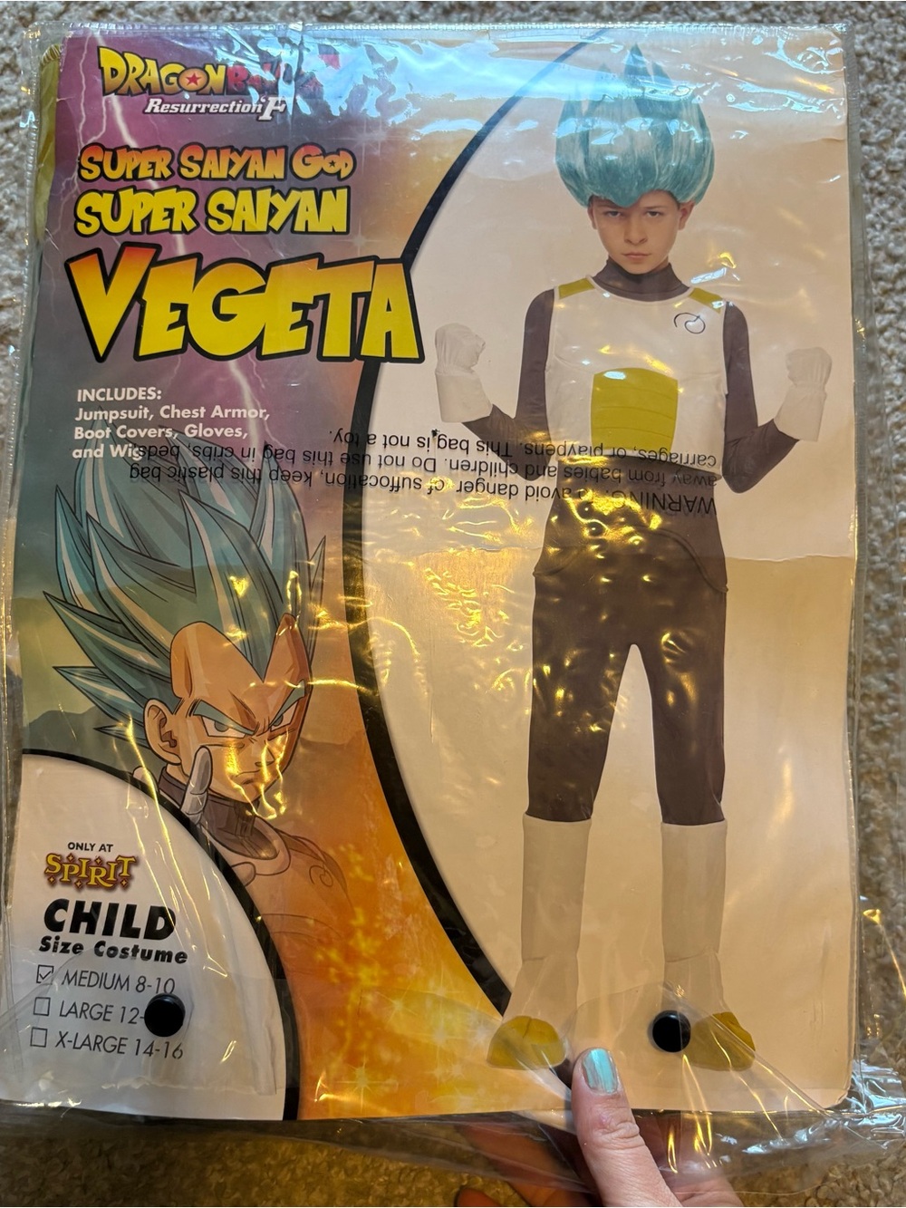 Dragon Ball Z Vegeta Super Saiyan Kids Costume Medium 8-10 W/ Wig Spirit